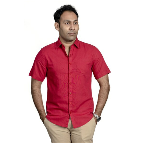 Premium Solid Linen Slim Fit Short Sleeve Shirt