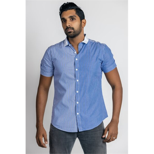 Premium Striped Cotton Slim Fit Short Sleeve Shirt