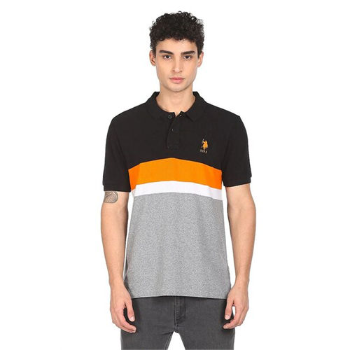 US Polo Black Pique Striped Polo Shirt