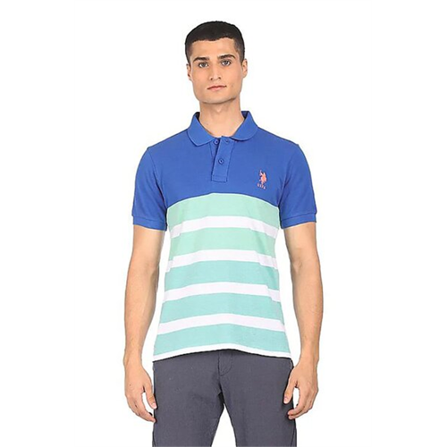 US Polo Blue Pique Striped Polo