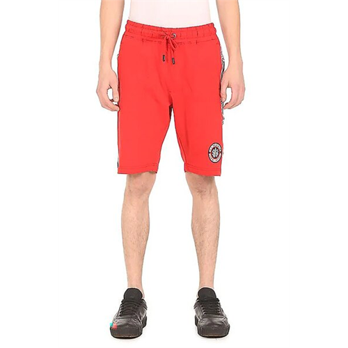 US Polo Men Red Mid Rise Solid Cotton Knit Shorts