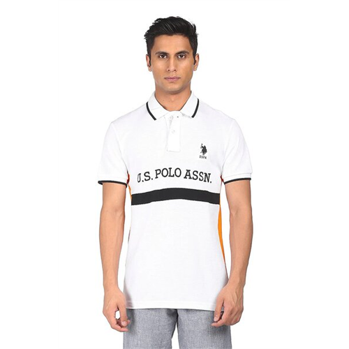 US Polo White Solid Polo Shirt