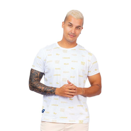 Wyos All Over Printed White T Shirt