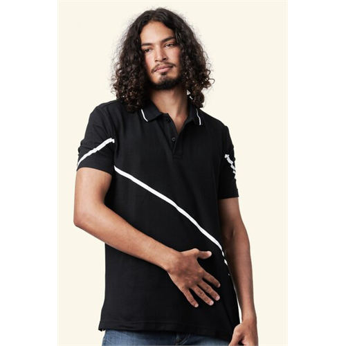 Wyos Black Stripe Printed Polo