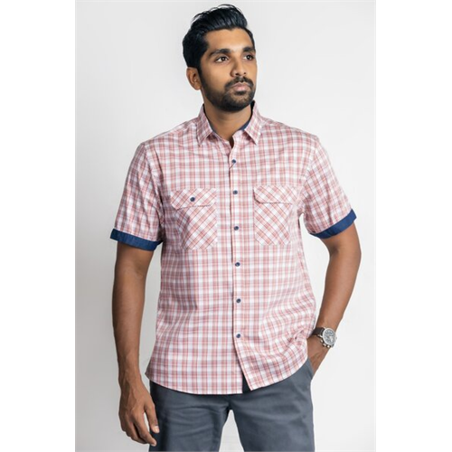 Wyos Checked Regular Fit Short Sleeve Cotton Shirt