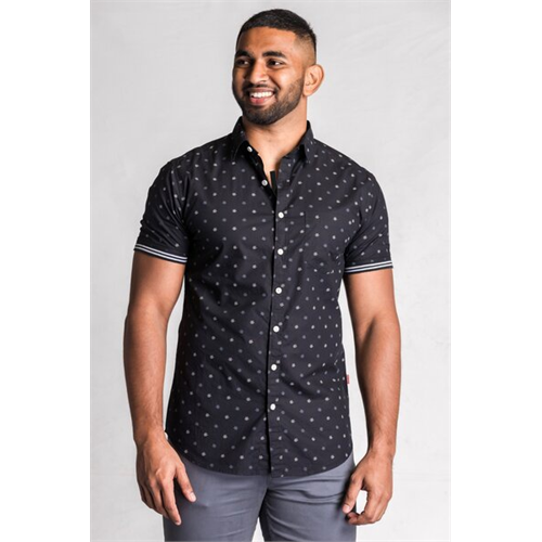 Wyos Printed Slim Fit Short Sleeve Cotton Shirt