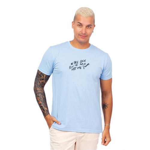 Wyos Slogan Printed Light Blue T Shirt