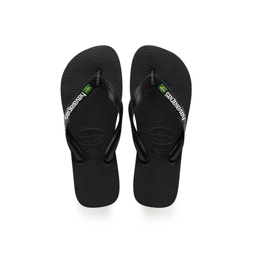 Havaianas Men's Black Brasil Logo Plain Slippers