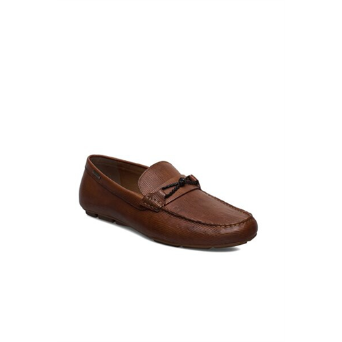 Barthes Cognac Leather Embossed Men's Loafers