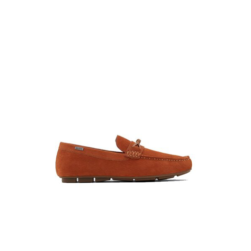 Barthes Dark Orange Leather Nubuck Men's Loafers