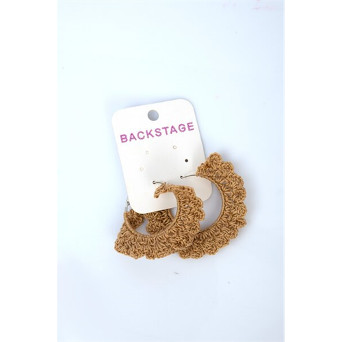 Backstage Beige Hola Hoop Crochet Earrings
