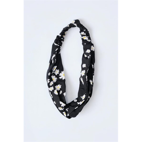 Backstage Black Flower Printed Head Band
