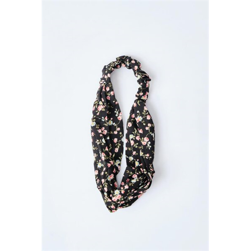 Backstage Black Flower Printed Head Band