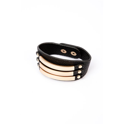 Backstage Black & Gold Metal Detailed Bracelets