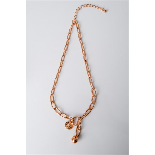 Backstage Bronze Chain & Coin Detailed Necklace
