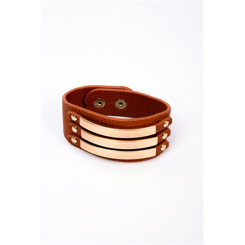 Backstage Brown & Gold Metal Detailed Bracelets