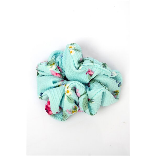 Backstage Light Blue And Red Floral Printed Medium Scrunchies