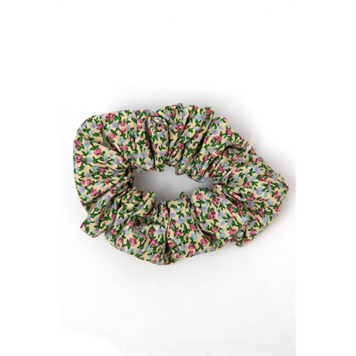 Backstage Pink And Blue Floral Printed Medium Scrunchies