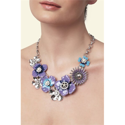 Backstage Purple & Silver Flower Necklaces