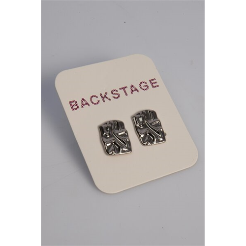 Backstage Silver Textured Rectangle Earrings
