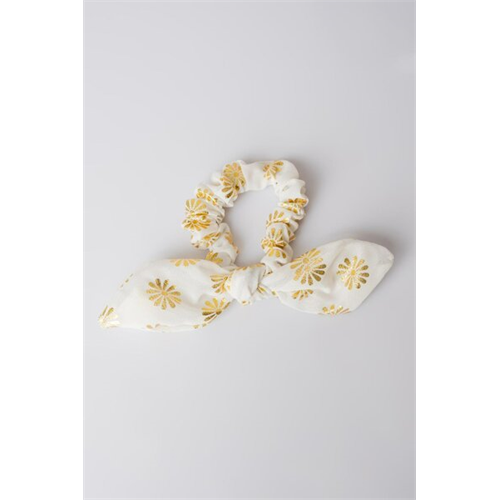 Backstage White & Gold Scrunchie