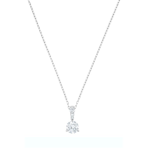 Swarovski Solitaire Pendant, White, Rhodium Plated