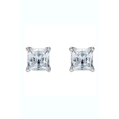 Swarovski Attract Stud Earringssquare Cut Crystal, Small, White, Rhodium