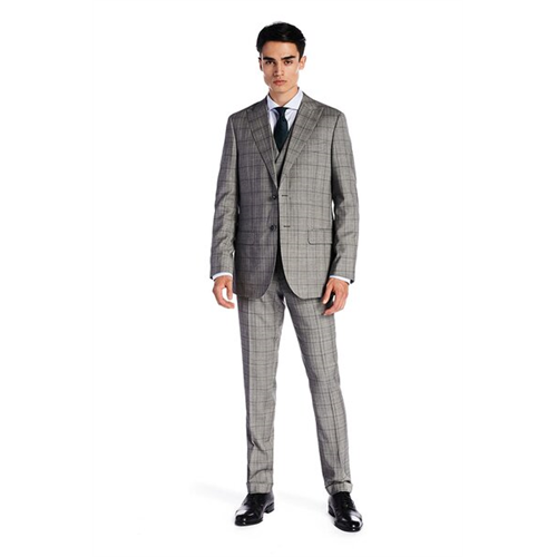 Sacoor Brothers Check Classic Slim Fit Suit With Vest