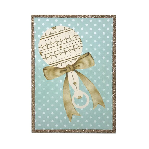 Hallmark Baby Rattle with Gold Ribbon New Baby Greeting Card