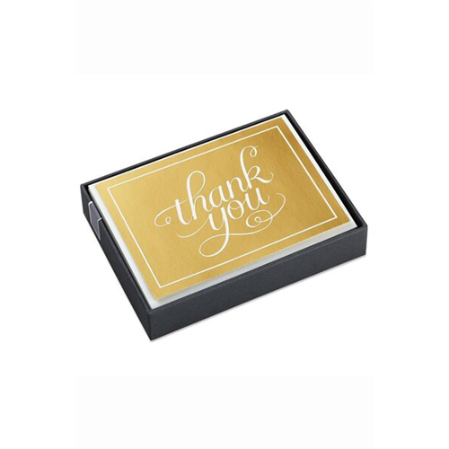 Hallmark Gold Blank 10 Thank You Note Cards Box