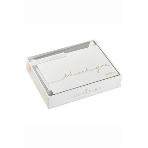 Hallmark Gold Cursive 10 Blank Thank You Note Cards Box