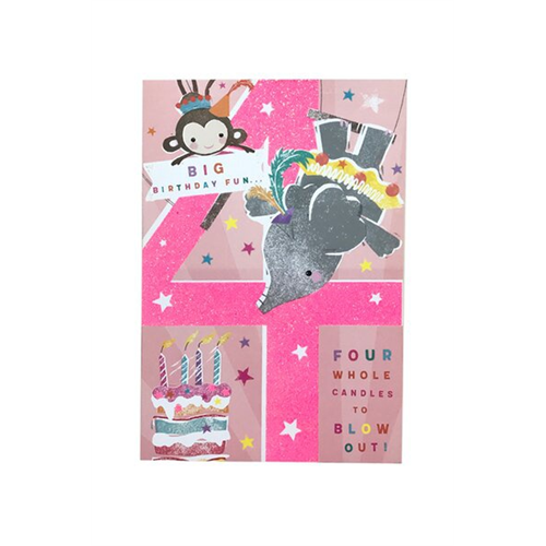 Hallmark Printed Girl's 4th Birthday Greeting Card