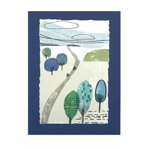 Hallmark Water Color Trees And Bicycles Everday Card