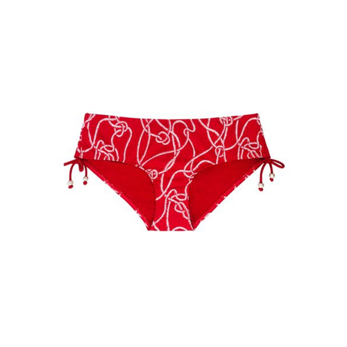 Dorina Classic Red Printed Side Gathered Hipster Swim Bottom
