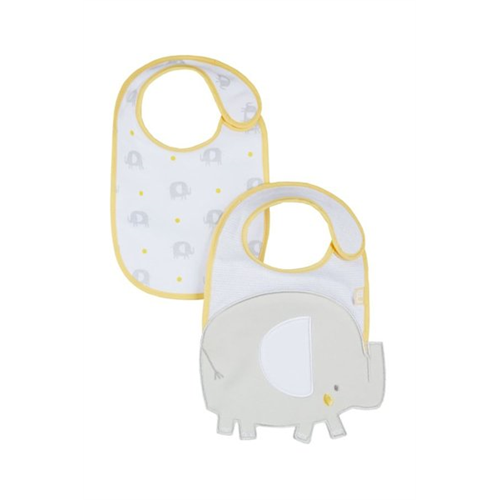 Mothercare Grey Elephant Bib 3D 2 Pack