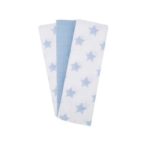 Mothercare Blue Star Muslins - 3 Pack