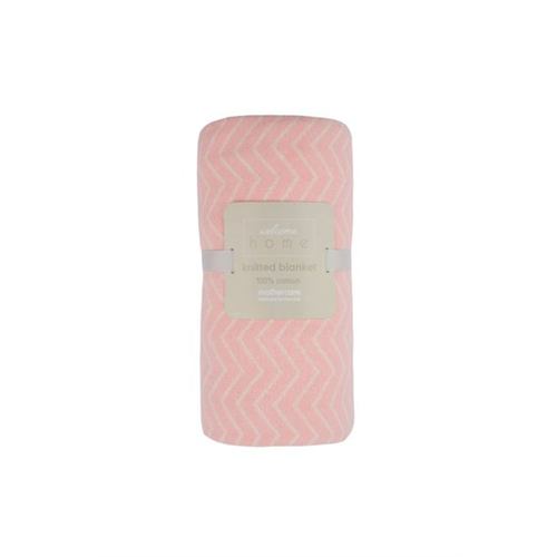 Mothercare Welcome Home Chevron Knitted Blanket - Pink