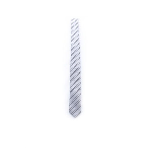 Odel White Slim Tie With Black Stripes