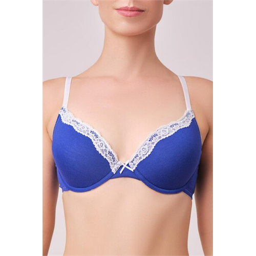 Odel Blue Color Edge Lace Bra