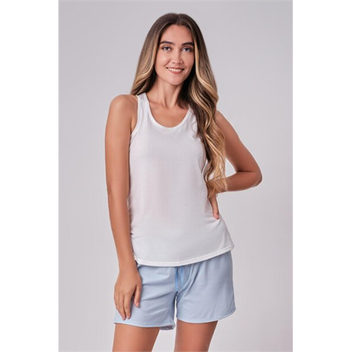 Odel Knitted Blue Stripped Cropped Pyjama Set