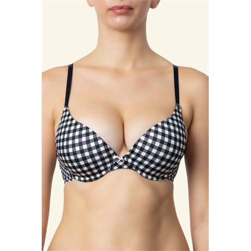 Odel Monochrome Checked T Shirt Bra