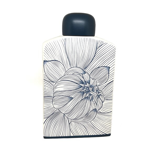 Odel Blue Lotus Print On White Square Ceramic Vase