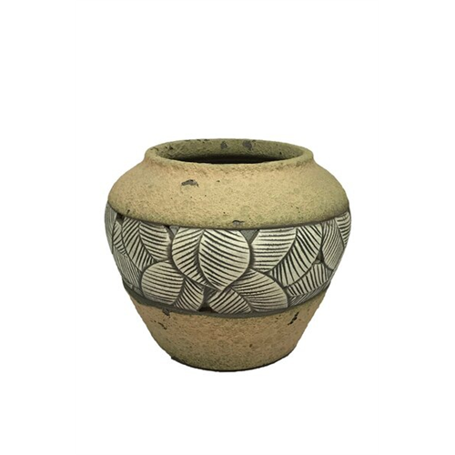 Odel Vase Ceramic Sand With Brown Leaves Design