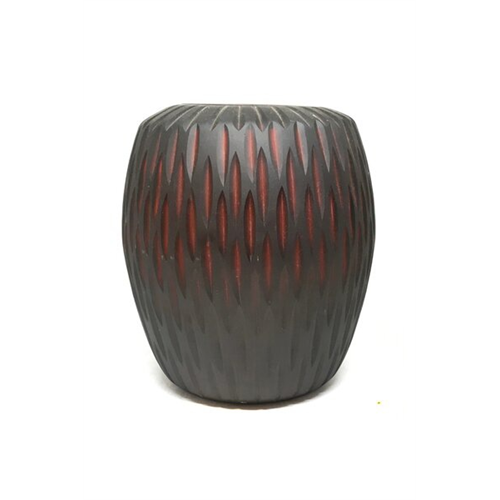 Odel Vase Coloured Glass Orange Textured Round