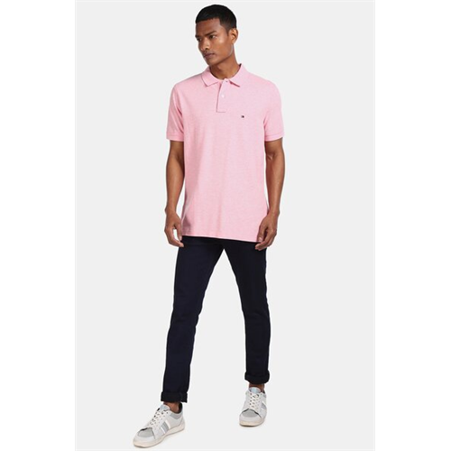 Tommy Hilfiger Solid Color Men's Regular Fit Essential Heathered Polo