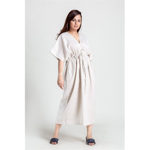AYVEE Solid Color Oversized Waist Tie Midi Dress