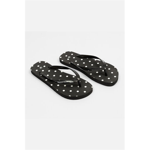 Backstage Black Polka Dot Printed Slippers
