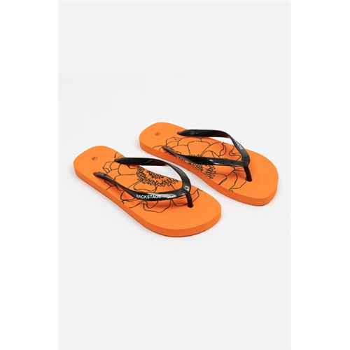 Backstage Orange & Black Floral Printed Slippers