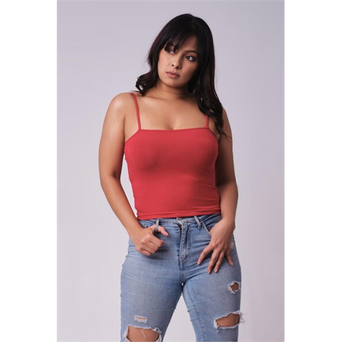 Biconic Basics Red Spaghetti Sleeve Tank Top