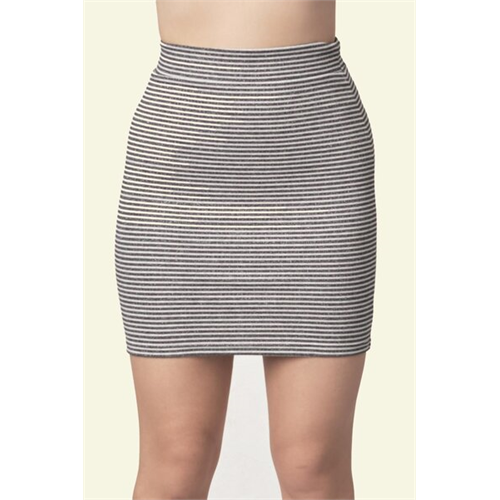 Biconic Black And White Stripe Fitted Skirt